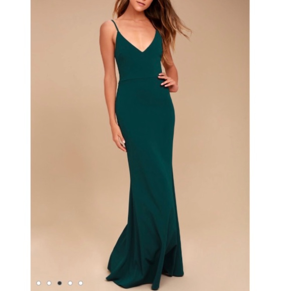 LULU’S Infinite Glory Forest Green Maxi Dress